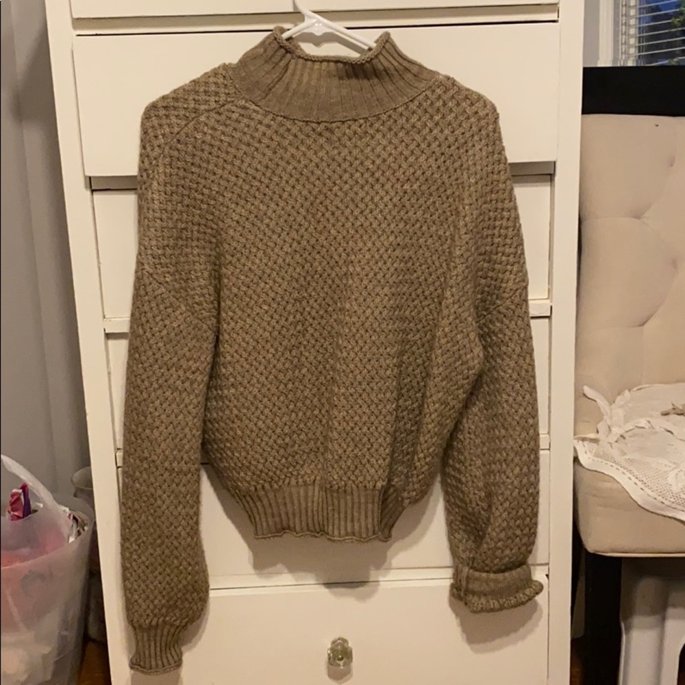 tan turtle neck sweatshirt